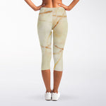 Sugar Brown Marble Print Women's Capri Leggings