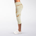 Sugar Brown Marble Print Women's Capri Leggings