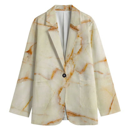 Sugar Brown Marble Print Women's Cotton Blazer