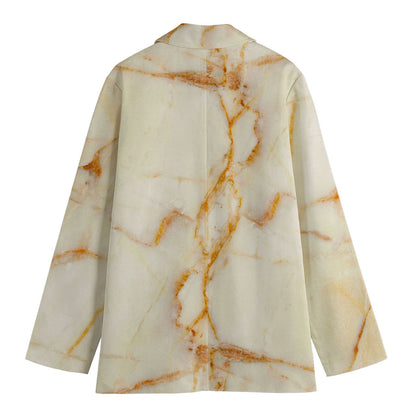 Sugar Brown Marble Print Women's Cotton Blazer