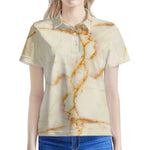 Sugar Brown Marble Print Women's Polo Shirt
