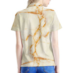 Sugar Brown Marble Print Women's Polo Shirt