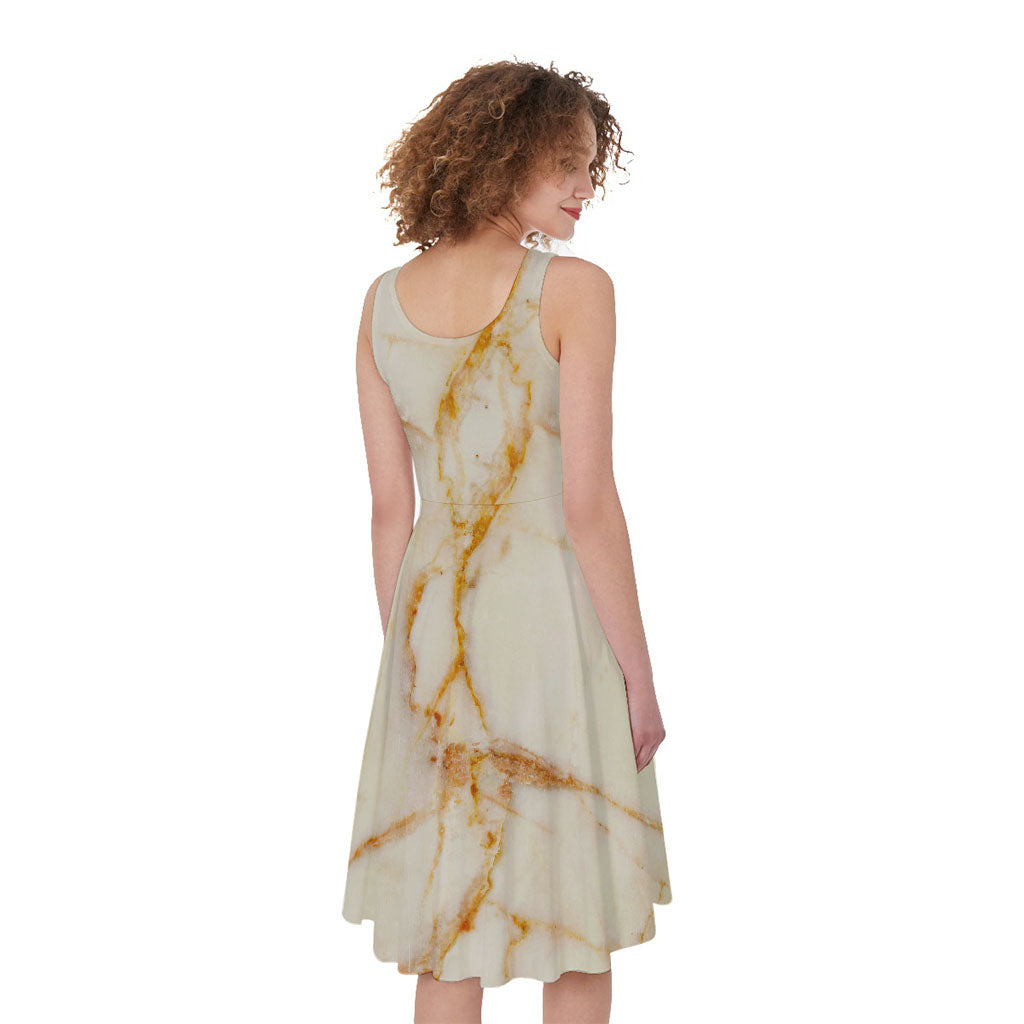 Sugar Brown Marble Print Women's Sleeveless Dress