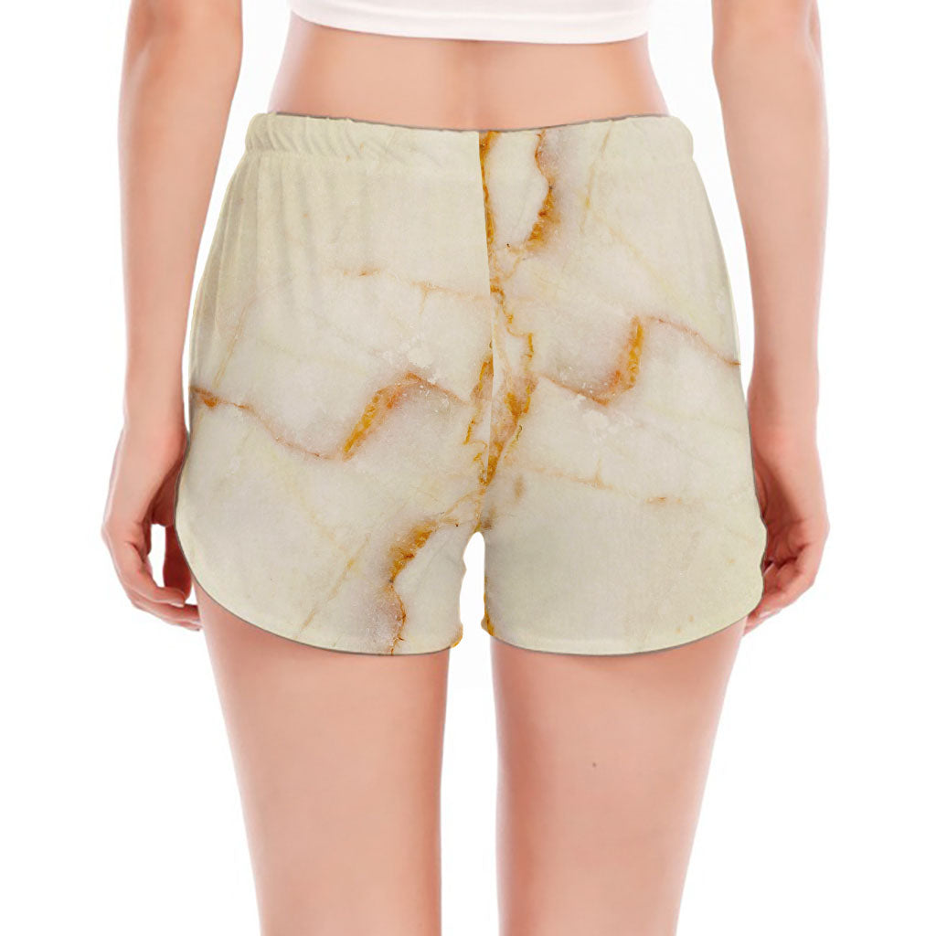 Sugar Brown Marble Print Women's Split Running Shorts