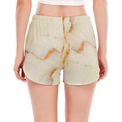 Sugar Brown Marble Print Women's Split Running Shorts