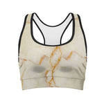 Sugar Brown Marble Print Women's Sports Bra