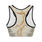 Sugar Brown Marble Print Women's Sports Bra
