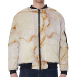 Sugar Brown Marble Print Zip Sleeve Bomber Jacket