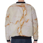 Sugar Brown Marble Print Zip Sleeve Bomber Jacket