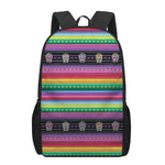 Sugar Skull Mexican Serape Pattern Print 17 Inch Backpack