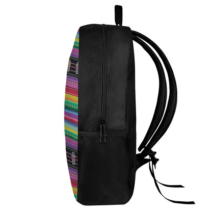 Sugar Skull Mexican Serape Pattern Print 17 Inch Backpack