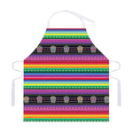 Sugar Skull Mexican Serape Pattern Print Adjustable Apron