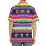 Sugar Skull Mexican Serape Pattern Print Aloha Shirt