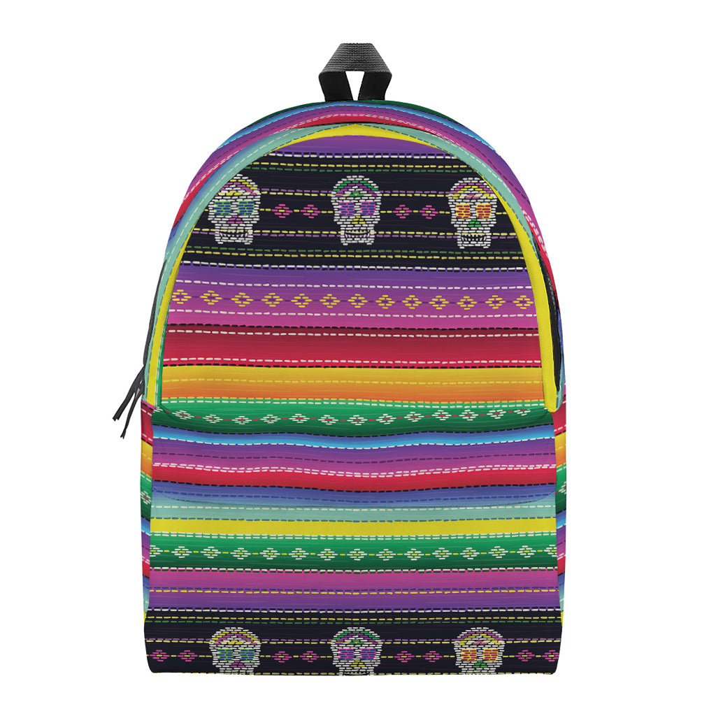 Sugar Skull Mexican Serape Pattern Print Backpack