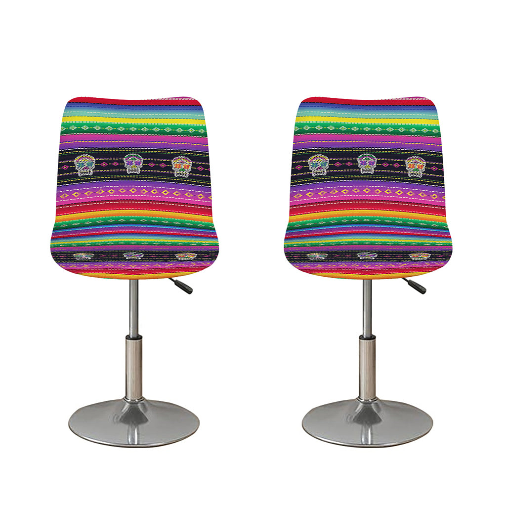 Sugar Skull Mexican Serape Pattern Print Bar Stool Covers