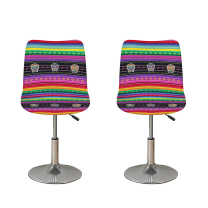 Sugar Skull Mexican Serape Pattern Print Bar Stool Covers