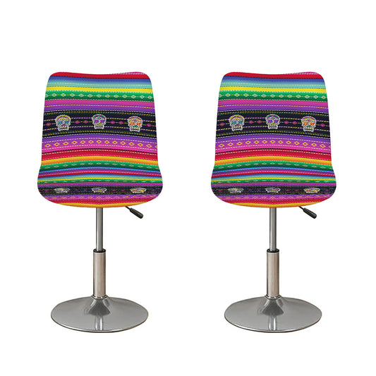 Sugar Skull Mexican Serape Pattern Print Bar Stool Covers