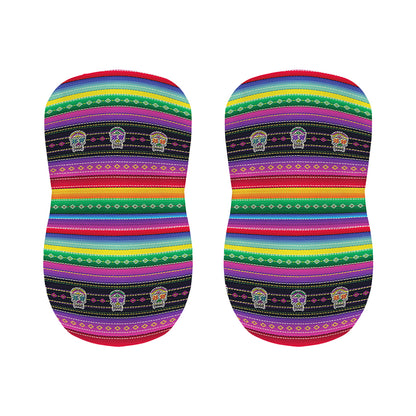 Sugar Skull Mexican Serape Pattern Print Bar Stool Covers