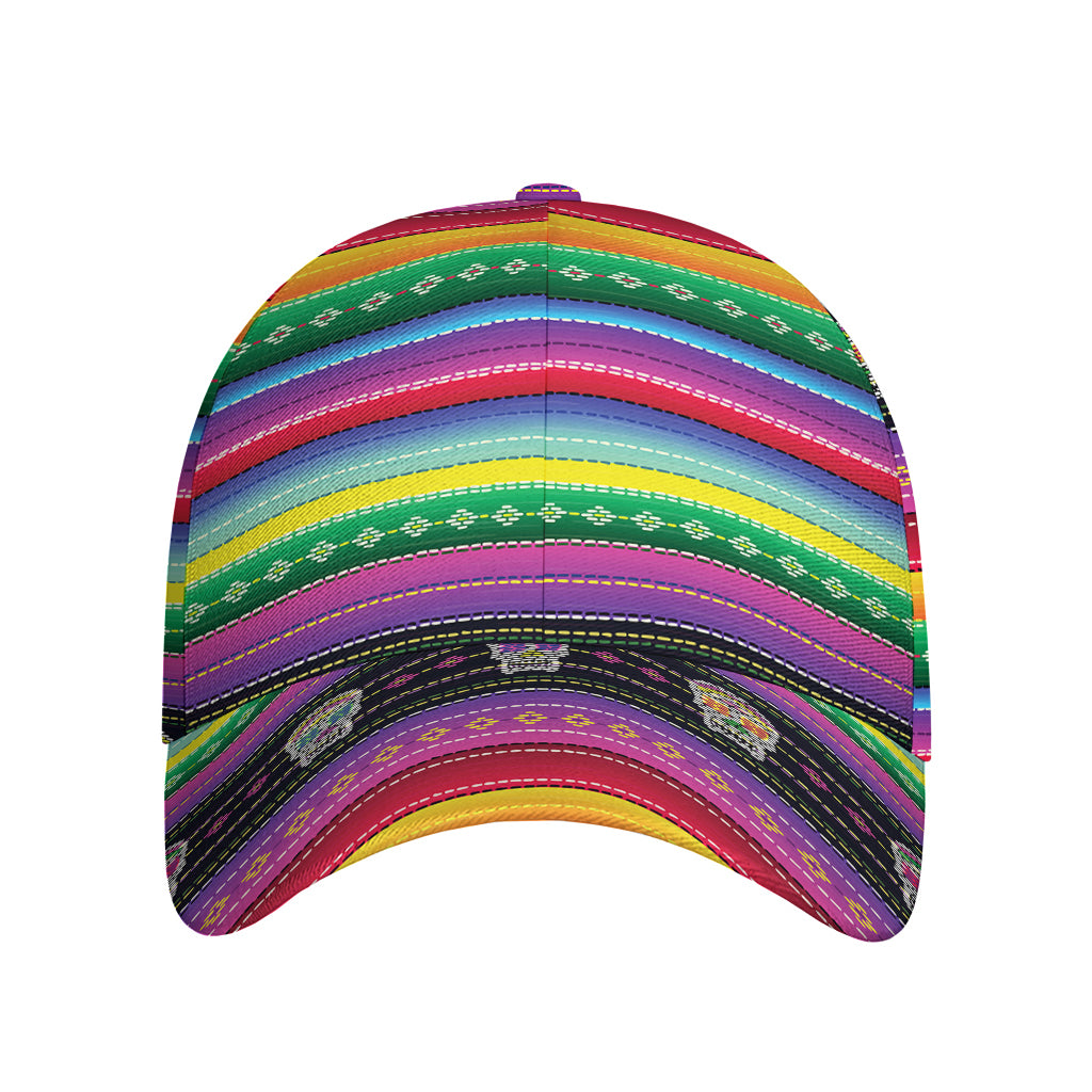 Sugar Skull Mexican Serape Pattern Print Baseball Cap