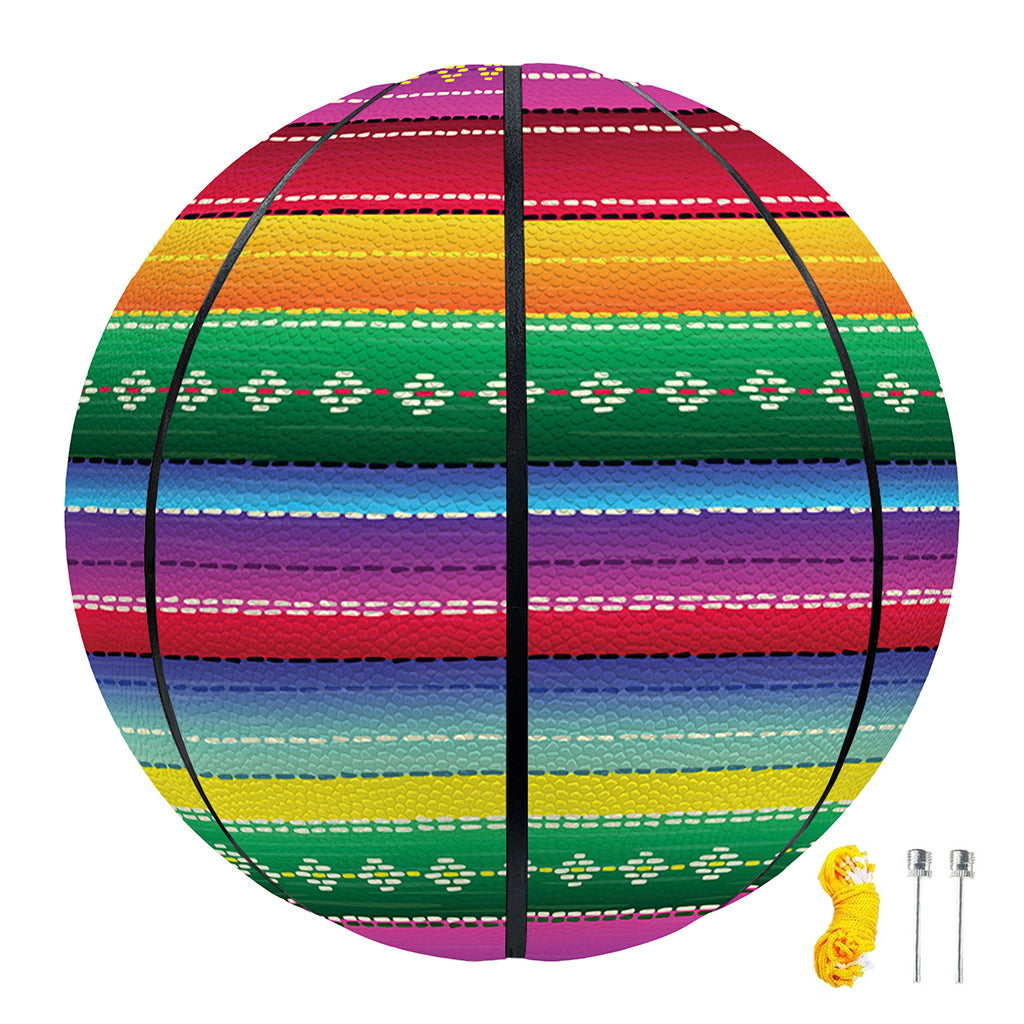 Sugar Skull Mexican Serape Pattern Print Basketball