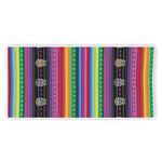Sugar Skull Mexican Serape Pattern Print Beach Towel