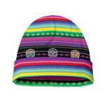 Sugar Skull Mexican Serape Pattern Print Beanie