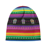 Sugar Skull Mexican Serape Pattern Print Beanie
