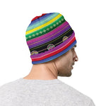 Sugar Skull Mexican Serape Pattern Print Beanie