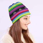 Sugar Skull Mexican Serape Pattern Print Beanie