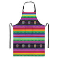 Sugar Skull Mexican Serape Pattern Print Bib Apron With Pocket