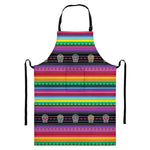 Sugar Skull Mexican Serape Pattern Print Bib Apron With Pocket