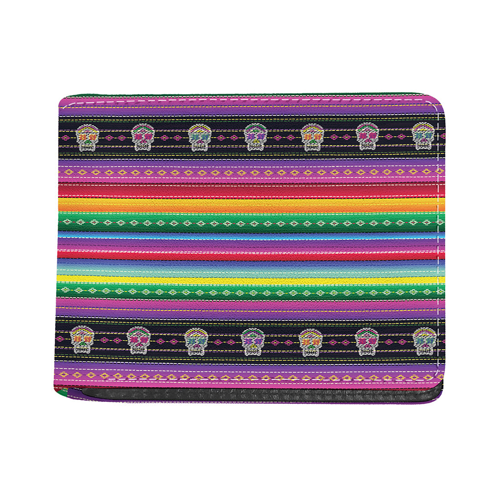 Sugar Skull Mexican Serape Pattern Print Bifold Wallet