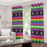 Sugar Skull Mexican Serape Pattern Print Blackout Grommet Curtains