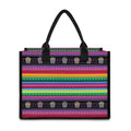 Sugar Skull Mexican Serape Pattern Print Canvas Tote Bag