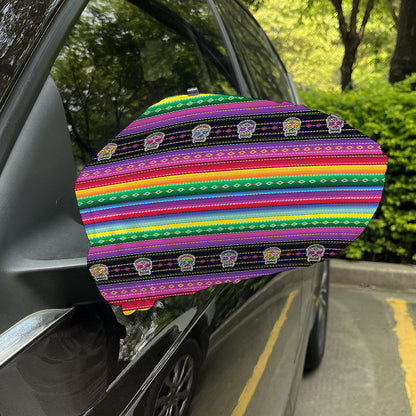 Sugar Skull Mexican Serape Pattern Print Car Side Mirror Covers