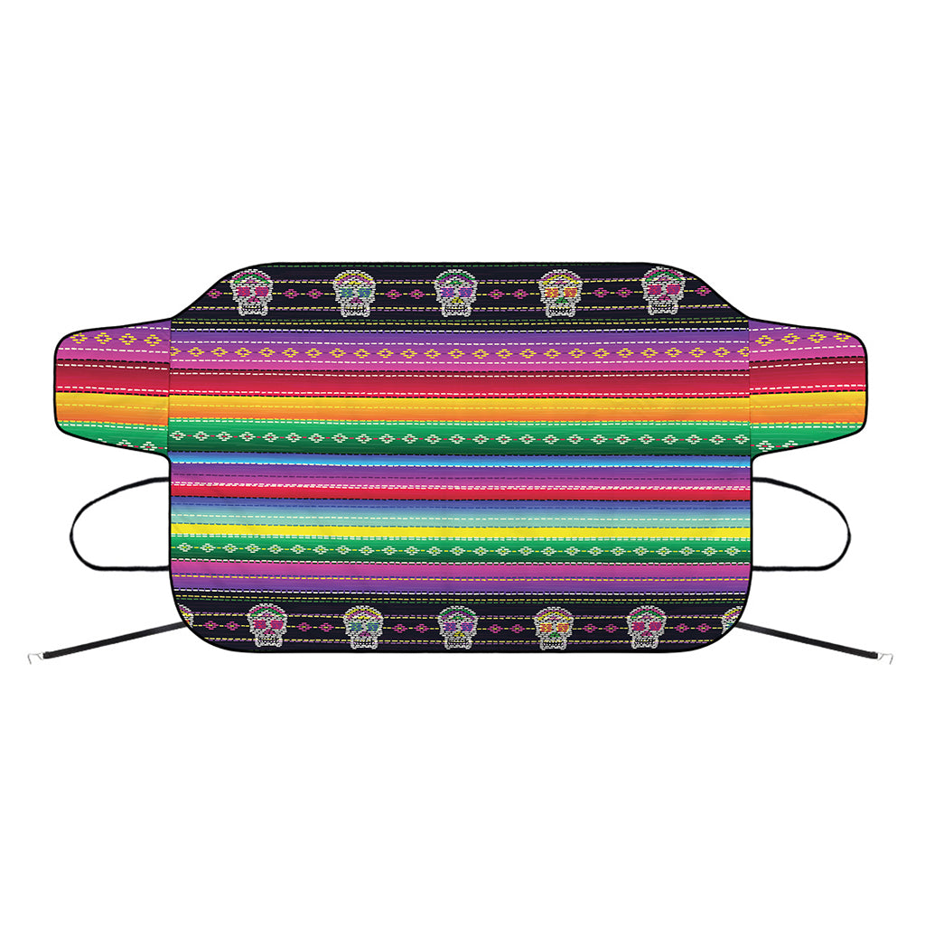 Sugar Skull Mexican Serape Pattern Print Car Windshield Snow Cover
