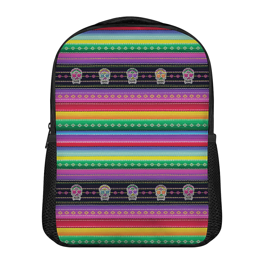 Sugar Skull Mexican Serape Pattern Print Casual Backpack