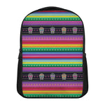 Sugar Skull Mexican Serape Pattern Print Casual Backpack