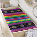 Sugar Skull Mexican Serape Pattern Print Changing Pad Cover