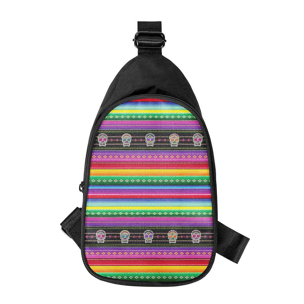 Sugar Skull Mexican Serape Pattern Print Chest Bag
