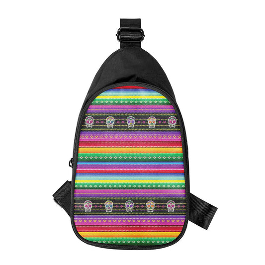Sugar Skull Mexican Serape Pattern Print Chest Bag
