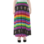 Sugar Skull Mexican Serape Pattern Print Chiffon Maxi Skirt