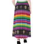 Sugar Skull Mexican Serape Pattern Print Chiffon Maxi Skirt