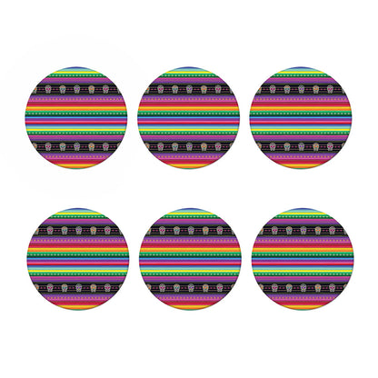 Sugar Skull Mexican Serape Pattern Print Coaster Set