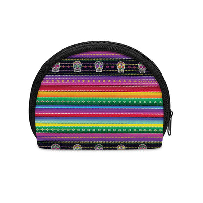 Sugar Skull Mexican Serape Pattern Print Coin Purse