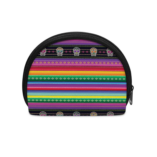 Sugar Skull Mexican Serape Pattern Print Coin Purse