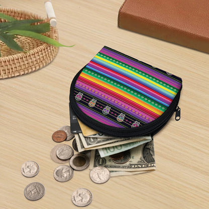 Sugar Skull Mexican Serape Pattern Print Coin Purse