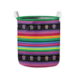Sugar Skull Mexican Serape Pattern Print Collapsible Laundry Basket