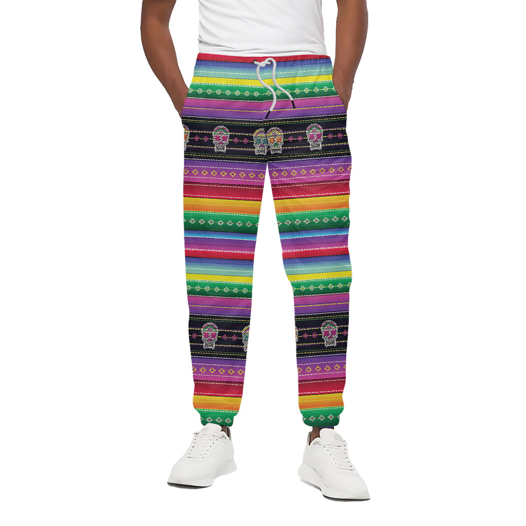 Sugar Skull Mexican Serape Pattern Print Cotton Pants