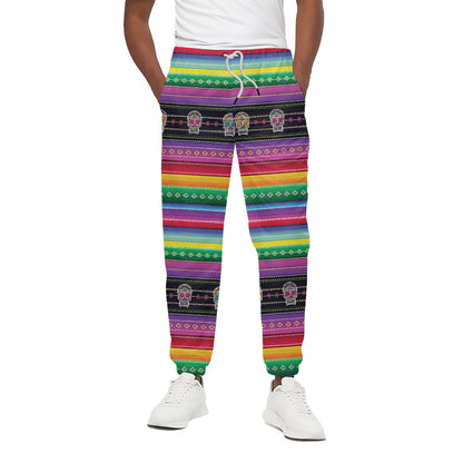 Sugar Skull Mexican Serape Pattern Print Cotton Pants